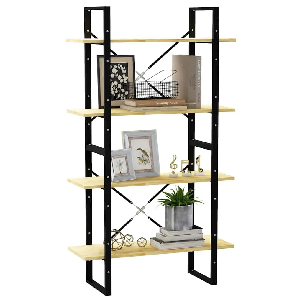 4-Tier Pine Wood Book Cabinet 80x30x140 cm