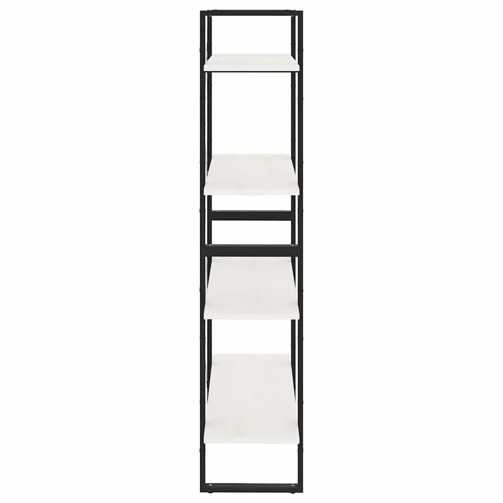 White Solid Pine Wood 4-Tier Bookshelf Storage Unit