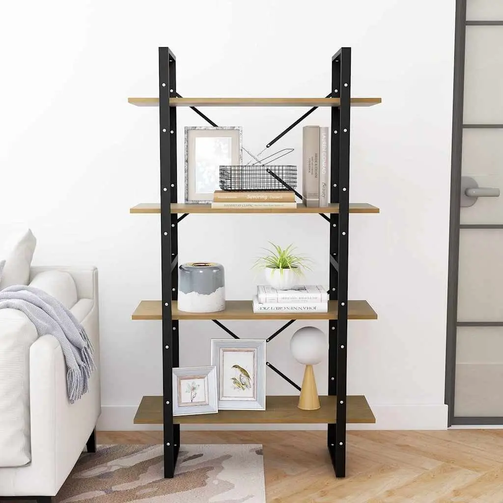 4-Tier Solid Pine Wood Book Cabinet 80x30x140cm
