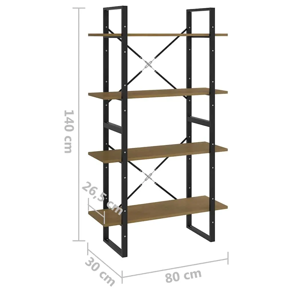4-Tier Solid Pine Wood Book Cabinet 80x30x140cm