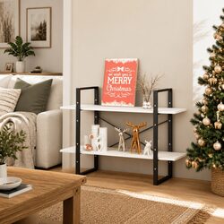 Warm White 2-Tier Book Cabinet for Home Decor