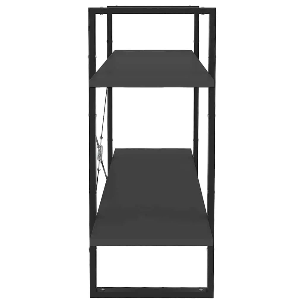 2-Tier Book Cabinet Grey Engineered Wood Standing Shelf Storage Bookcase Organiser Display Unit
