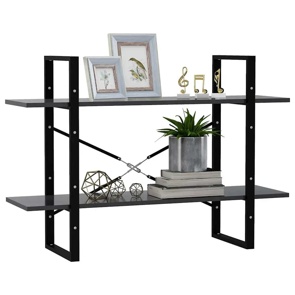 2-Tier Book Cabinet Grey Engineered Wood Standing Shelf Storage Bookcase Organiser Display Unit