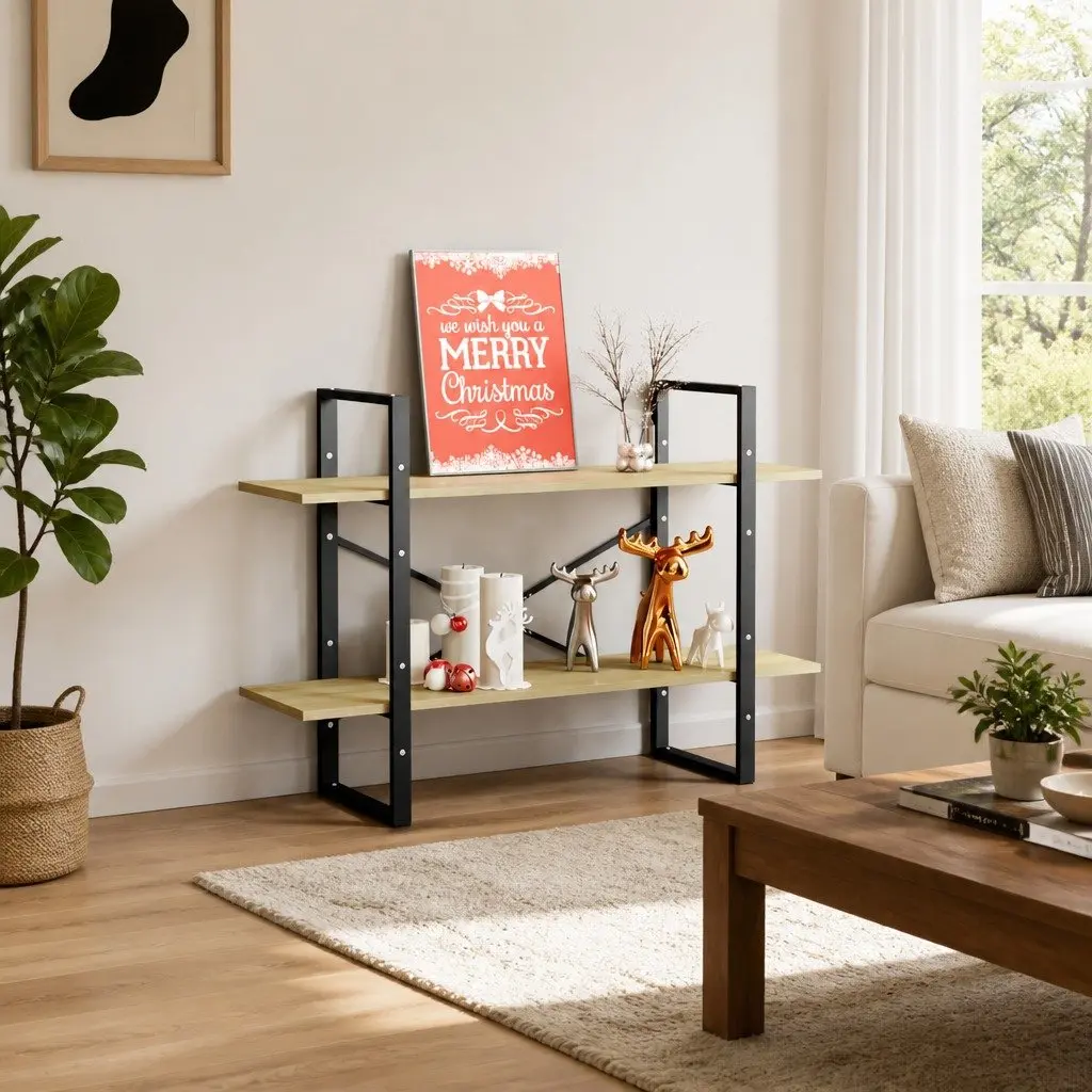 2-Tier Book Cabinet Industrial Style 100x30x70 cm Engineered Wood Sonoma Oak