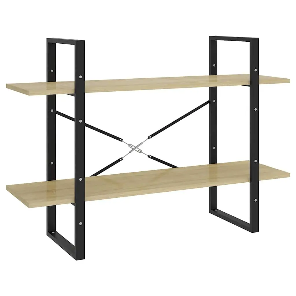 2-Tier Book Cabinet Industrial Style 100x30x70 cm Engineered Wood Sonoma Oak