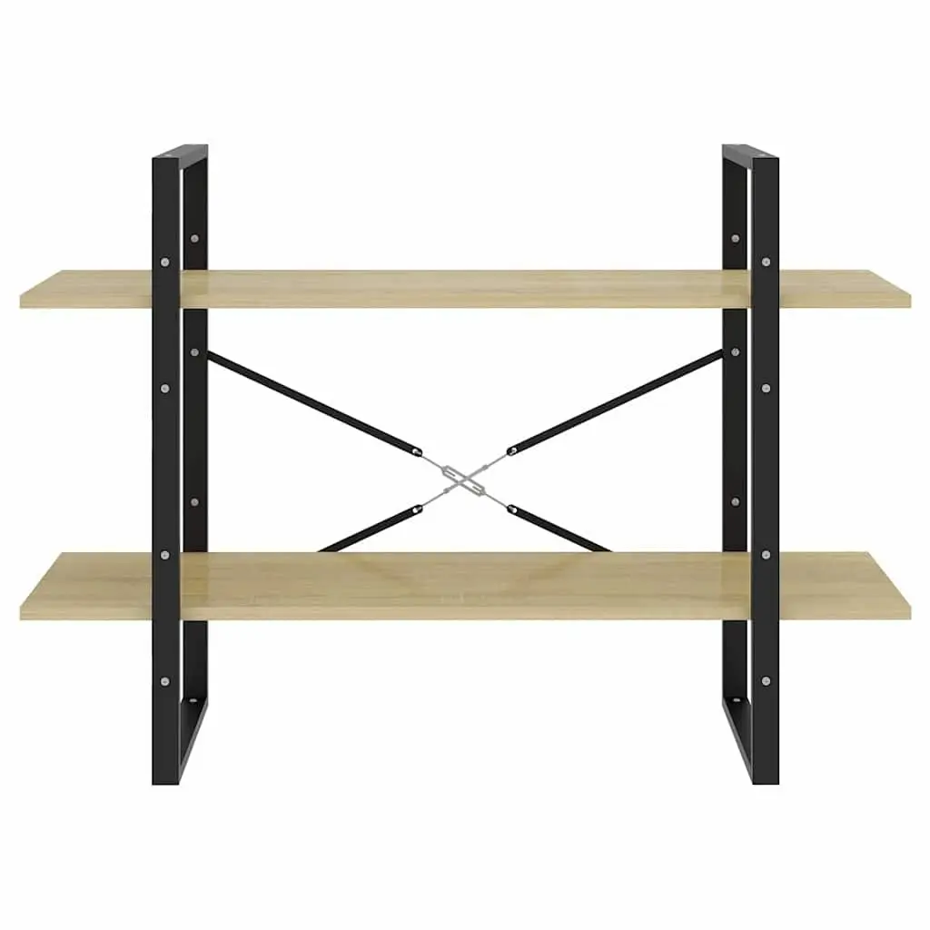 2-Tier Book Cabinet Industrial Style 100x30x70 cm Engineered Wood Sonoma Oak