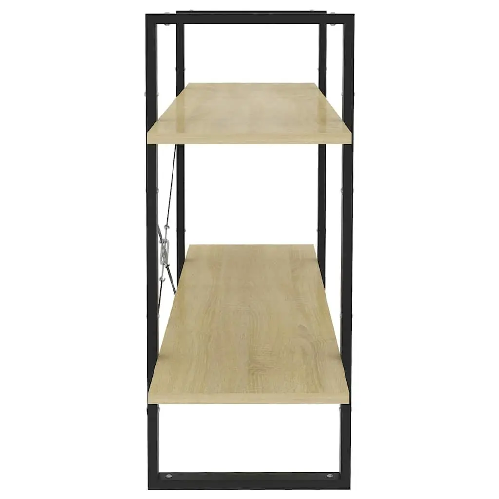 2-Tier Book Cabinet Industrial Style 100x30x70 cm Engineered Wood Sonoma Oak