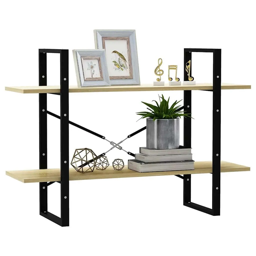 2-Tier Book Cabinet Industrial Style 100x30x70 cm Engineered Wood Sonoma Oak