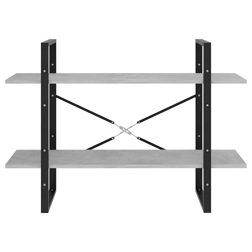 Book Cabinet Grey 100x30x70 cm Engineered Wood 2-Tier Storage Shelving Unit