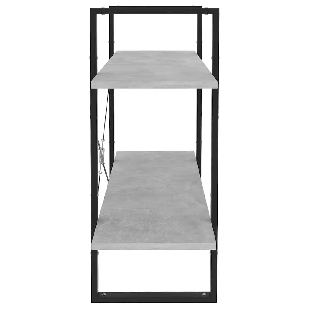 Book Cabinet Grey 100x30x70 cm Engineered Wood 2-Tier Storage Shelving Unit