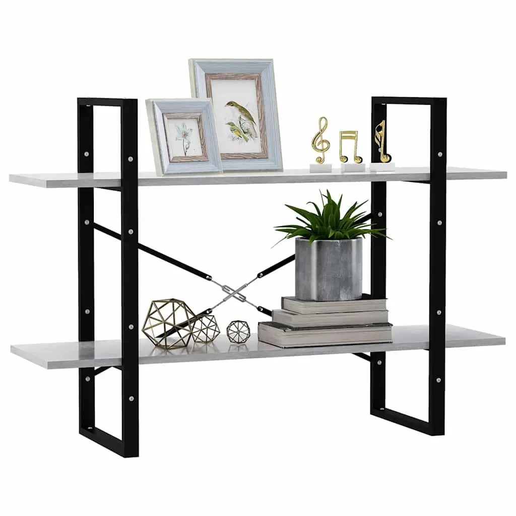 Book Cabinet Grey 100x30x70 cm Engineered Wood 2-Tier Storage Shelving Unit