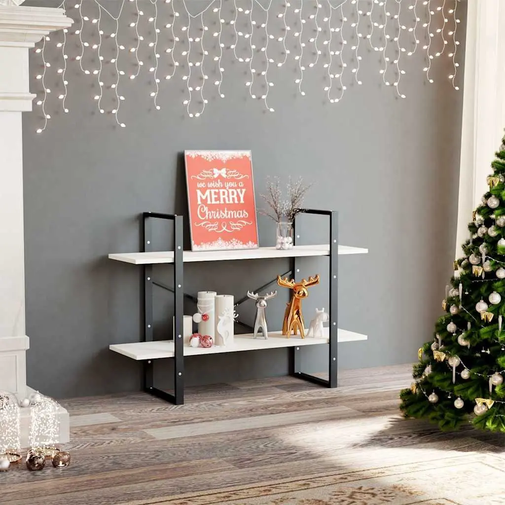 2 Tier Shelving Unit White Solid Pine Wood Book Cabinet Storage Furniture