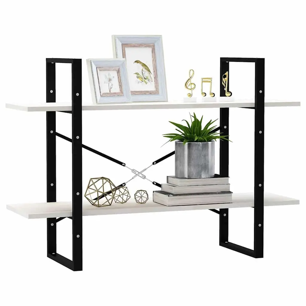 2 Tier Shelving Unit White Solid Pine Wood Book Cabinet Storage Furniture
