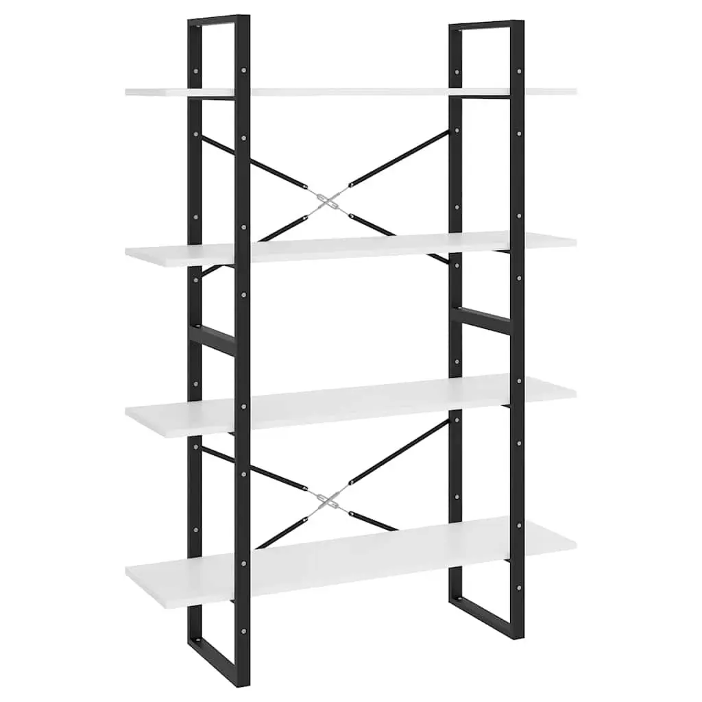 4-Tier Book Cabinet White Engineered Wood Storage Shelf