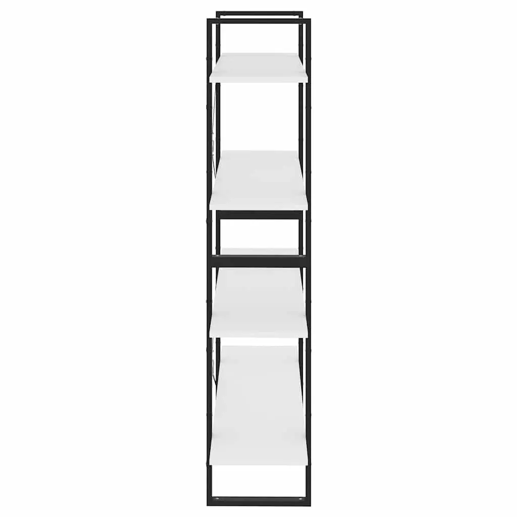 4-Tier Book Cabinet White Engineered Wood Storage Shelf