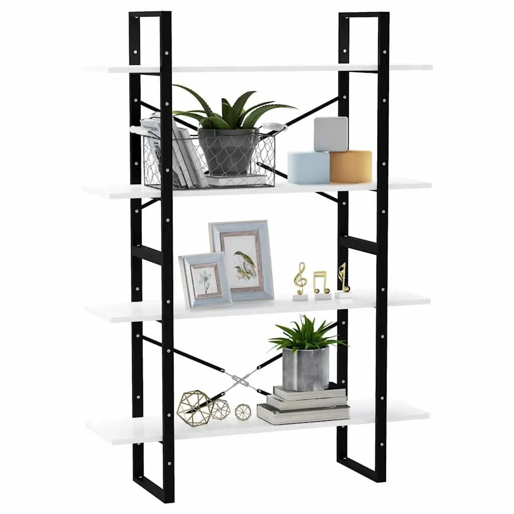 4-Tier Book Cabinet White Engineered Wood Storage Shelf