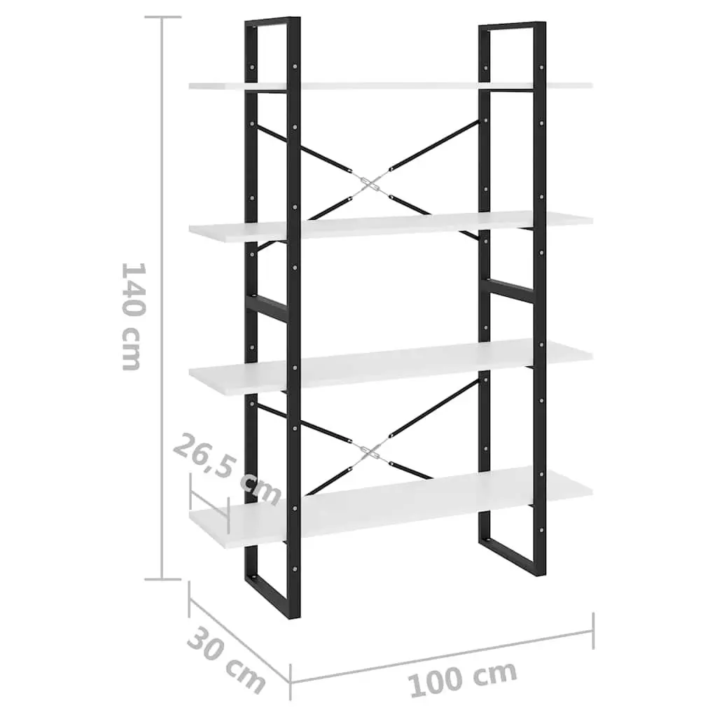 4-Tier Book Cabinet White Engineered Wood Storage Shelf