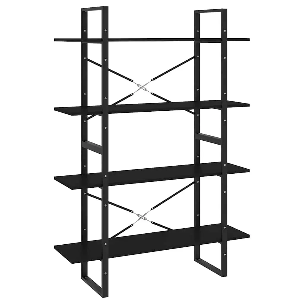 4-Tier Book Cabinet in Black Engineered Wood