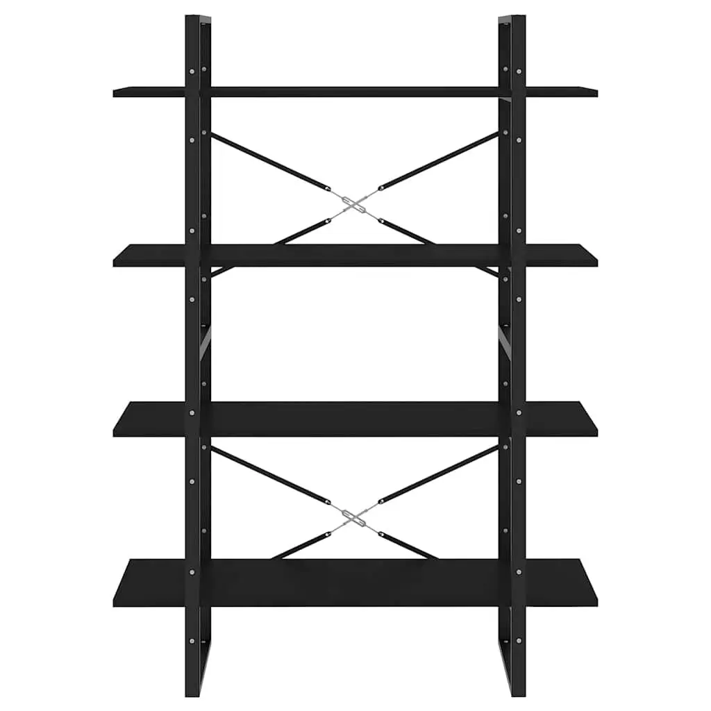 4-Tier Book Cabinet in Black Engineered Wood