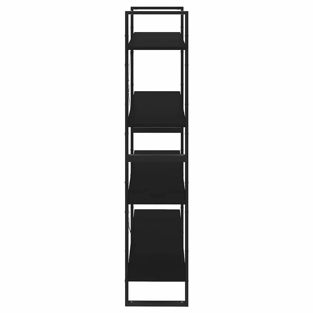 4-Tier Book Cabinet in Black Engineered Wood