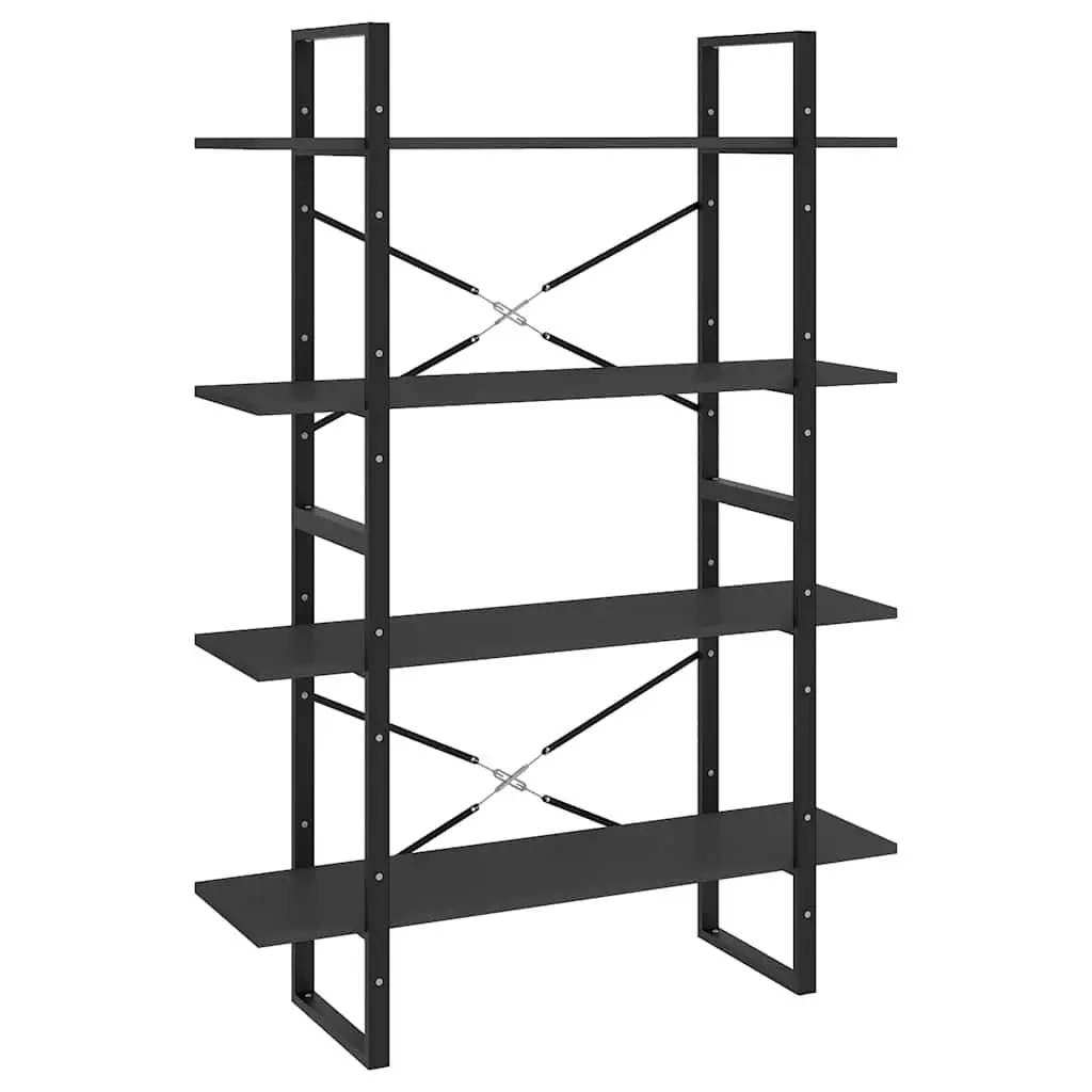 4-Tier Bookshelf Grey Engineered Wood Storage Cabinet Home Office Display Shelves
