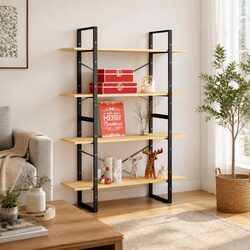 4-Tier Book Cabinet Storage Unit in Solid Pine Wood