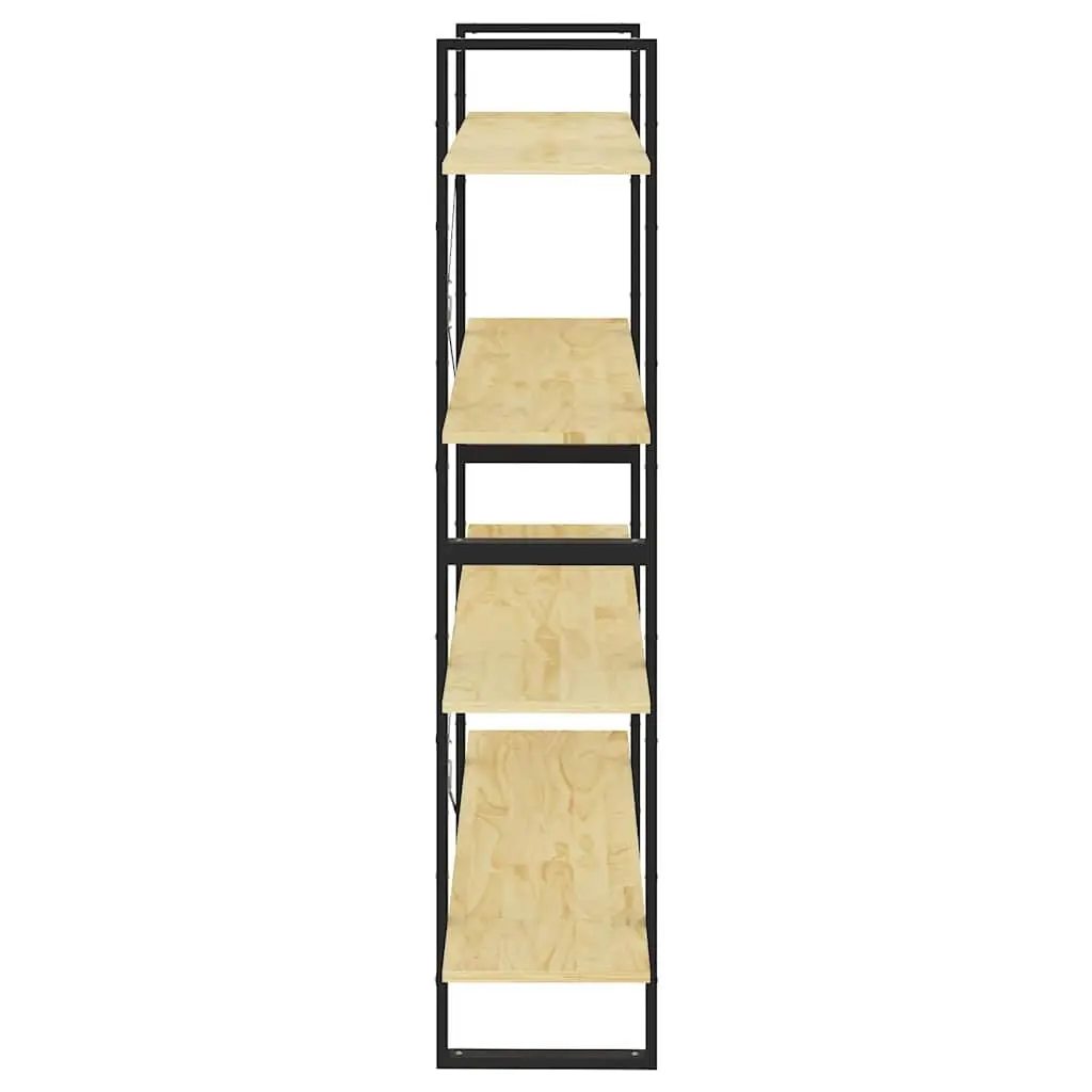 4-Tier Book Cabinet Storage Unit in Solid Pine Wood