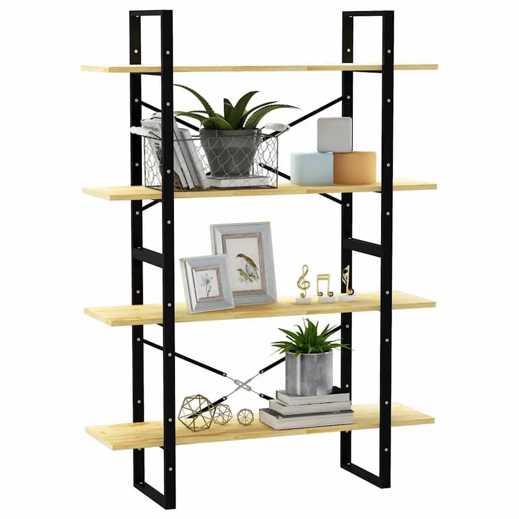 4-Tier Book Cabinet Storage Unit in Solid Pine Wood