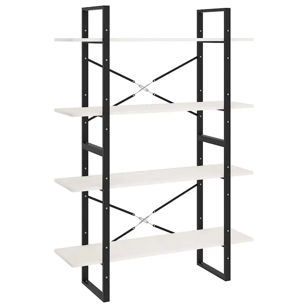 4-Tier Book Cabinet in White Solid Pine Wood