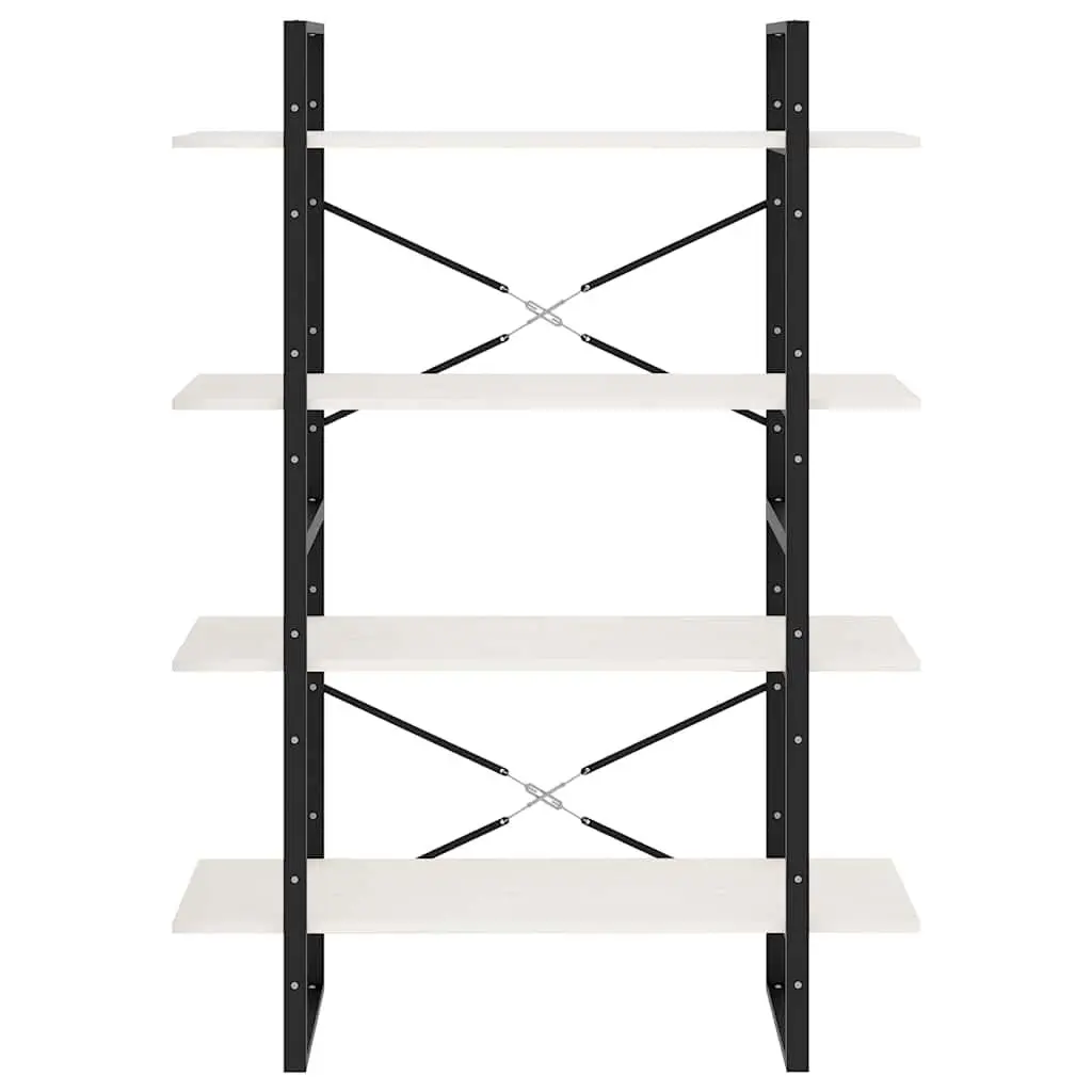 4-Tier Book Cabinet in White Solid Pine Wood