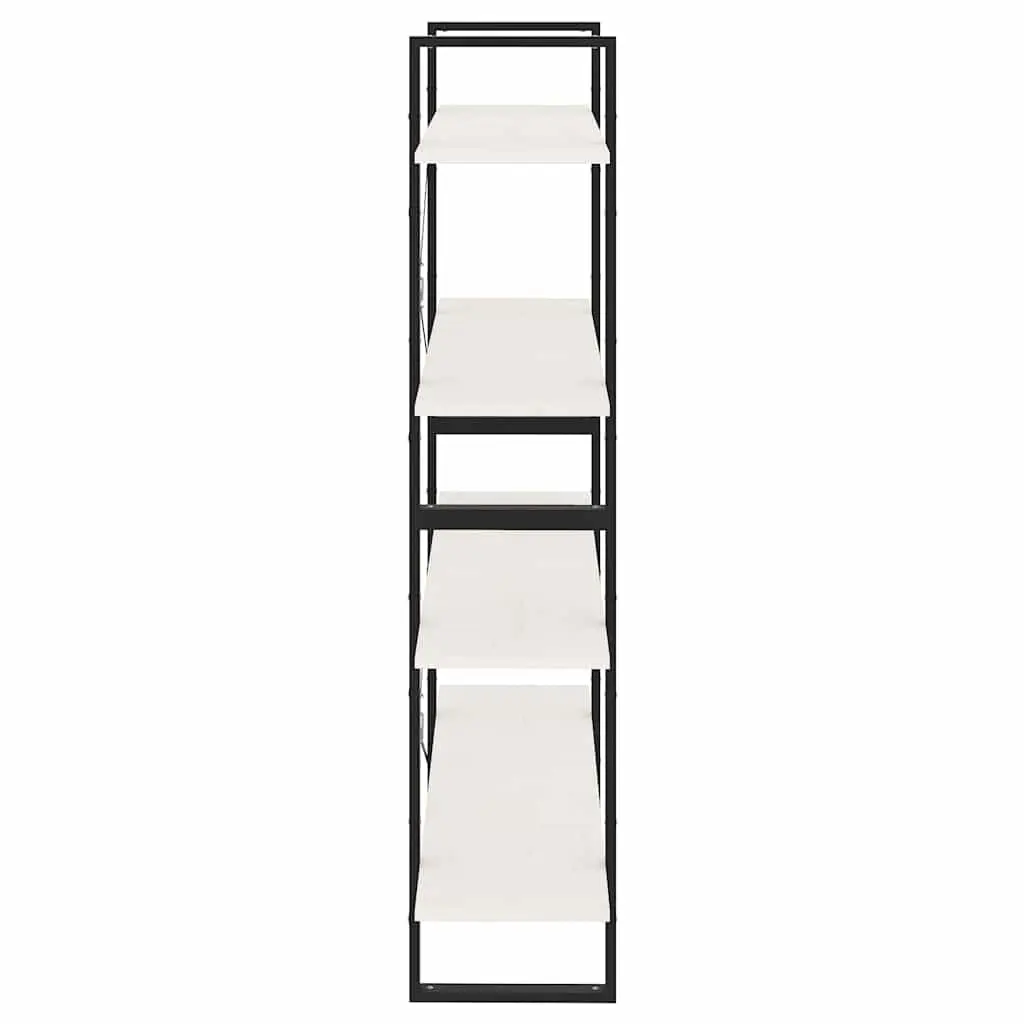 4-Tier Book Cabinet in White Solid Pine Wood