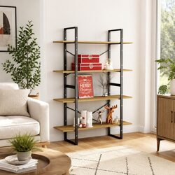 4-Tier Solid Pine Wood Book Cabinet for Home