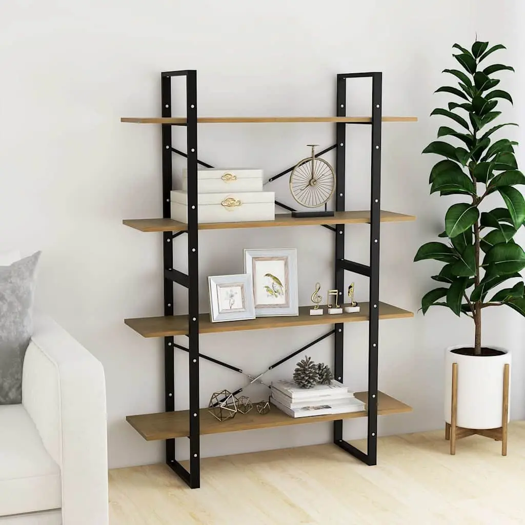4-Tier Solid Pine Wood Book Cabinet for Home