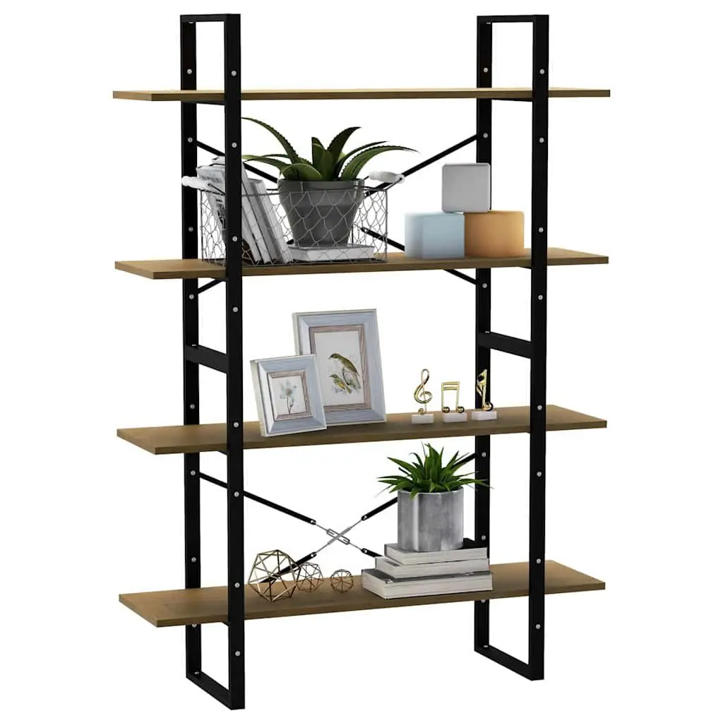 4-Tier Solid Pine Wood Book Cabinet for Home