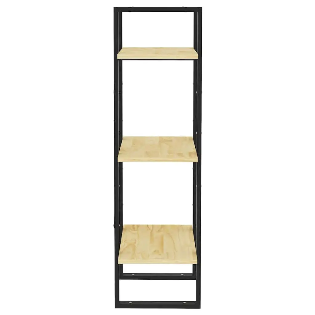 3-Tier Wooden Book Cabinet Brown Solid Pinewood Shelving Unit Storage Display