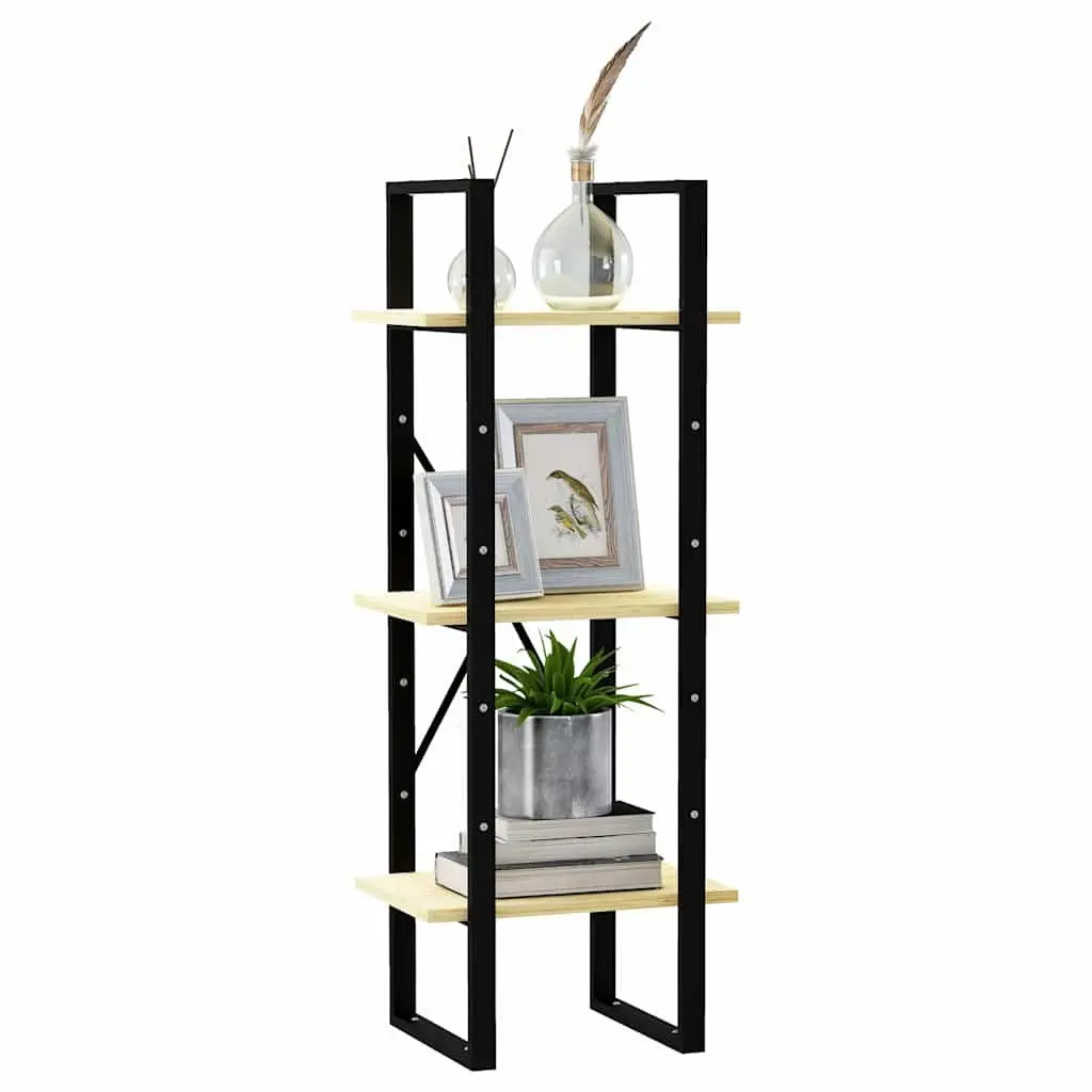 3-Tier Wooden Book Cabinet Brown Solid Pinewood Shelving Unit Storage Display