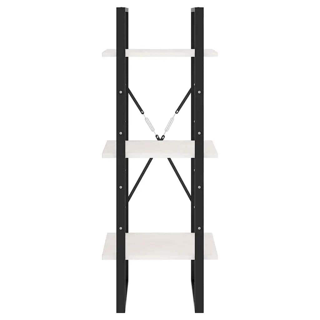 3-Tier Book Cabinet White Solid Pinewood Shelving Unit Storage Bookcase Display Shelf