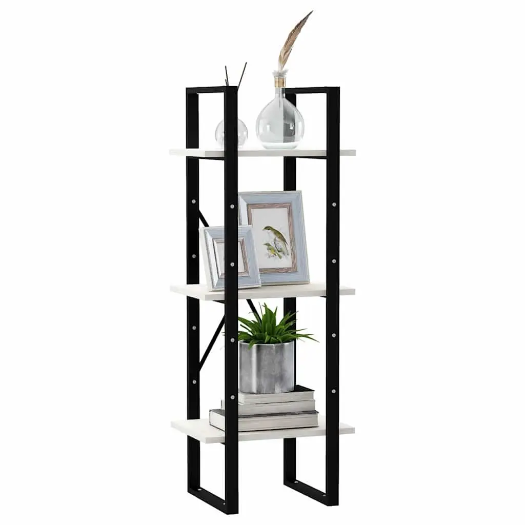 3-Tier Book Cabinet White Solid Pinewood Shelving Unit Storage Bookcase Display Shelf