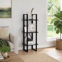 3-Tier Wooden Book Cabinet in Grey Finish