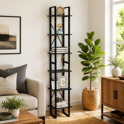 Stylish Grey Storage Cabinet with 6 Shelves