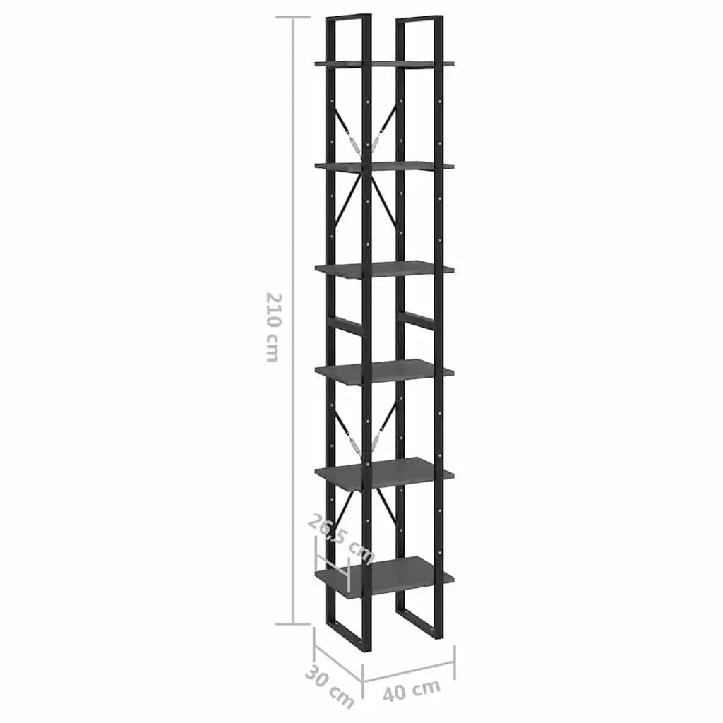 Grey Storage Cabinet with 6 Shelves