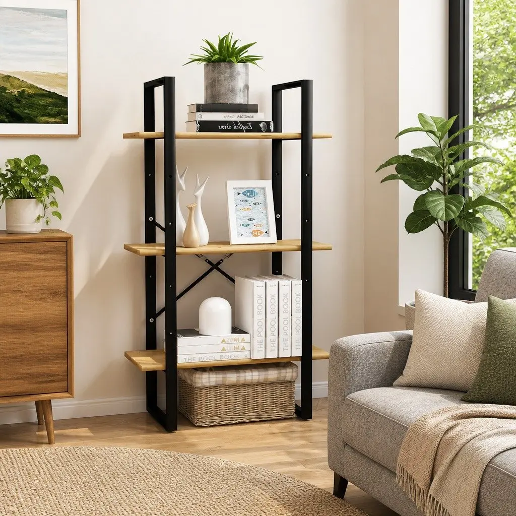 Brown Solid Pine Wood Storage Shelf 60x30x105 cm