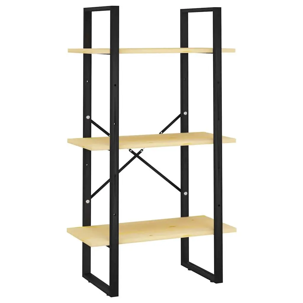 Brown Solid Pine Wood Storage Shelf 60x30x105 cm