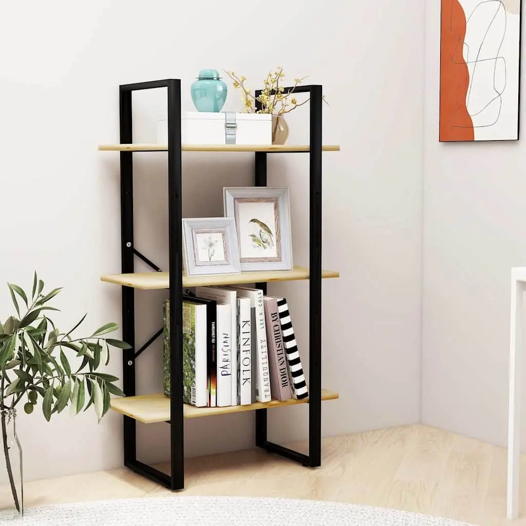 Brown Solid Pine Wood Storage Shelf 60x30x105 cm