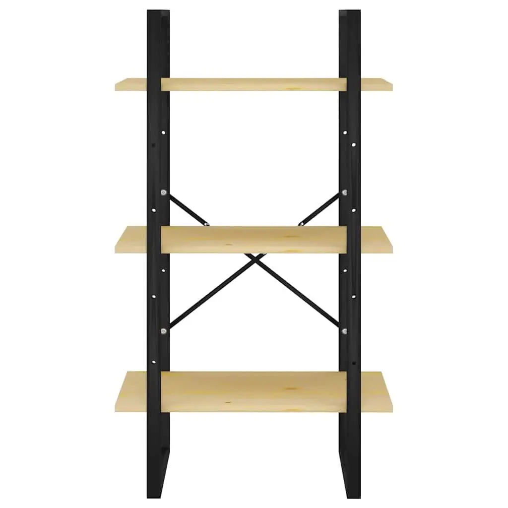 Brown Solid Pine Wood Storage Shelf 60x30x105 cm