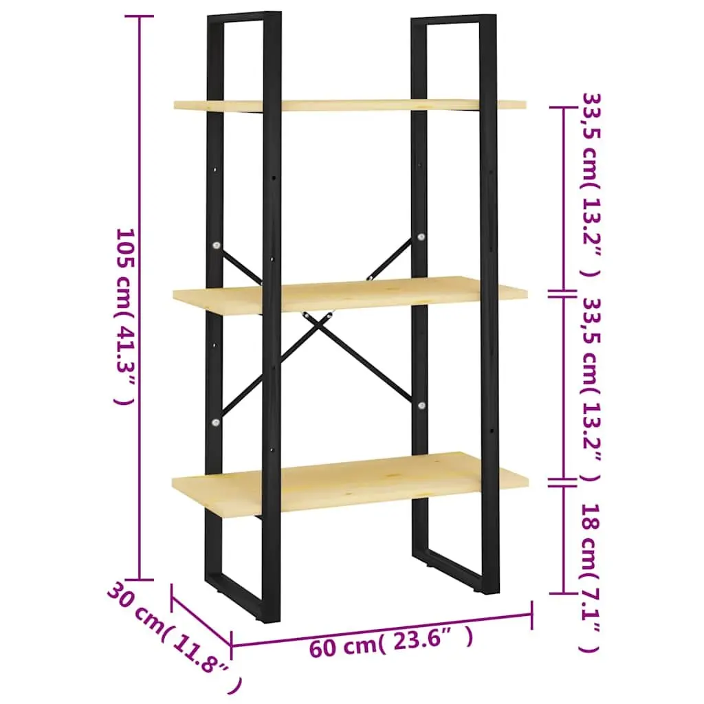 Brown Solid Pine Wood Storage Shelf 60x30x105 cm
