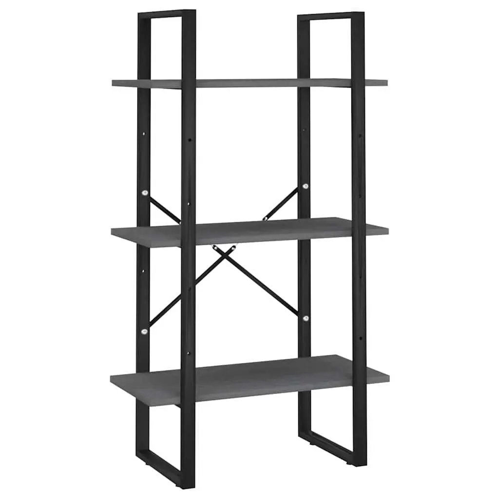 Storage Shelf Grey 60x30x105 cm Solid Pine Wood Bookcase Standing Display Rack