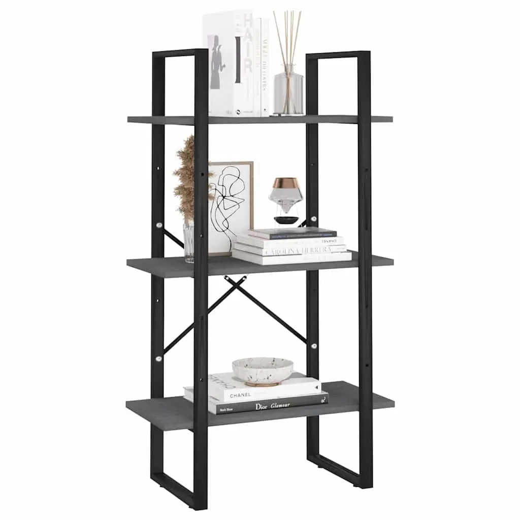 Storage Shelf Grey 60x30x105 cm Solid Pine Wood Bookcase Standing Display Rack