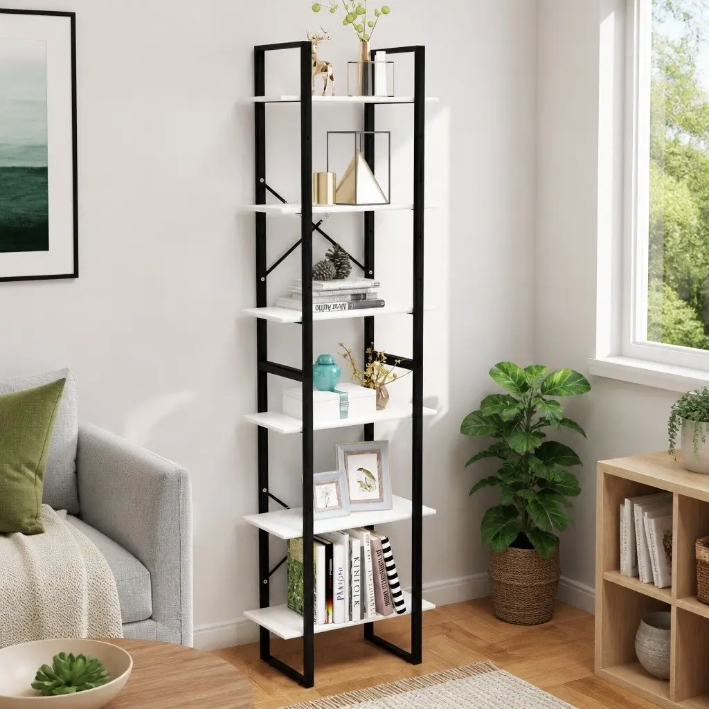 White Storage Shelf Bookcase 60x30x210 cm