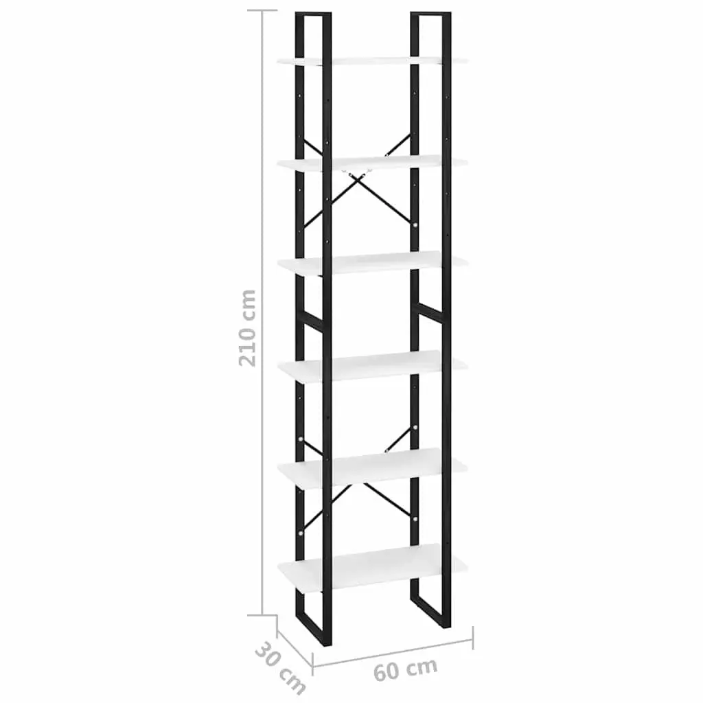 White Storage Shelf Bookcase 60x30x210 cm